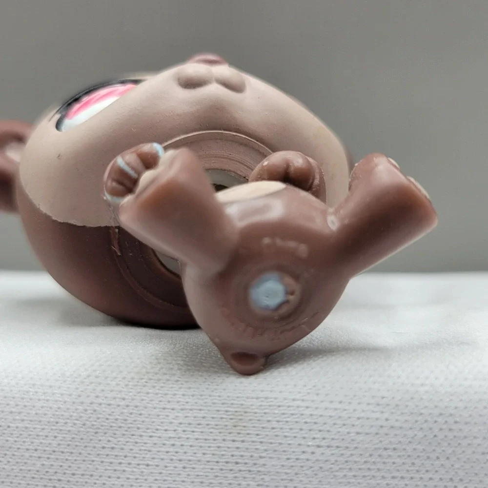 Littlest Pet Shop LPS #594 Panda Bear Figurine Hasbro Toy Tan Brown Pink Eyes